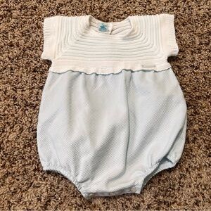Vintage White and Light Blue Baby Bubble by Pangasa Baby Size 3 Months